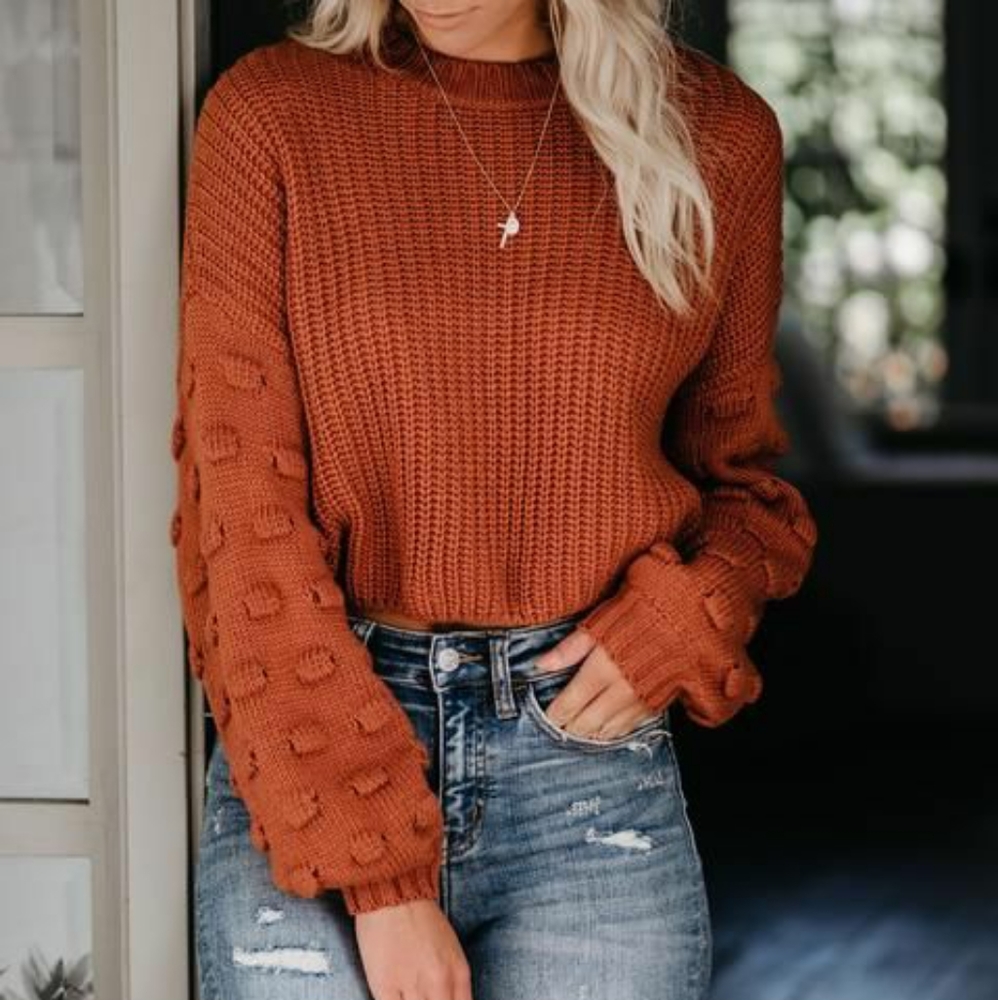 Cropped knit sweater